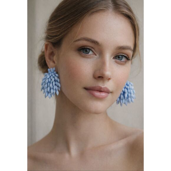 unbranded Jewelry - NWT Bohemian Elegant Unique Tassel Seed Beed Earrings Blue Sky Chic Style
